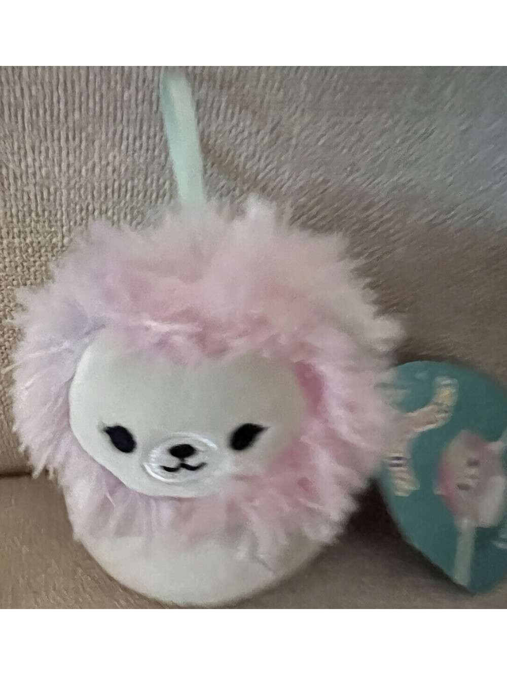 Squishmallows Mini Lion Plush White Pink Stuffed Animal Toy Fluffy Mane Leonora